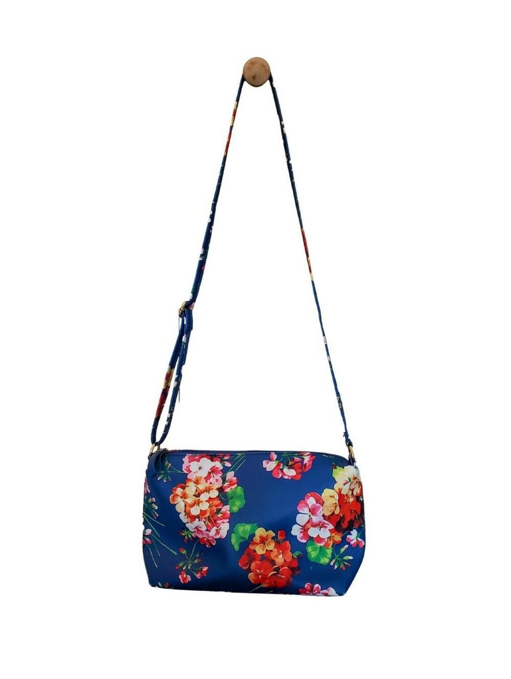Emma Fox Leather Floral Blue Crossbody Shoulder Bag Cottagecore Boho Romancecore